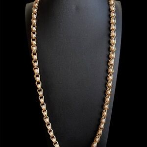 Vintage Napier Caged Faux Pearl Necklace Gold Tone 24 Inches